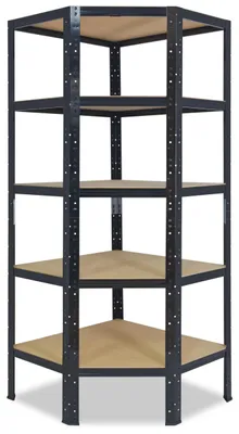 Produktbild von shelfplaza BLACK 180x90x60 cm Eckregal in schwarz mit 5 Böden und 175 kg Traglast pro Boden