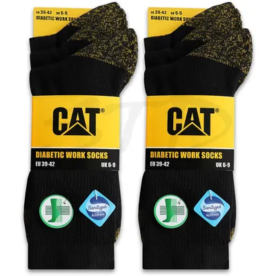 Produktbild von 6 Paar CAT CATERPILLAR Comfort Fit Diabetiker Arbeitssocken Komfort Socken atmungsaktiv druckfrei soft & robust mit Sanitized® Actifresh Größe 43-46
