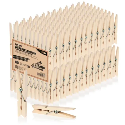 Immagine prodotto di Mollette da bucato in legno di betulla - 240 pezzi - Naturale - 7,4 x 1 x 1,5 cm