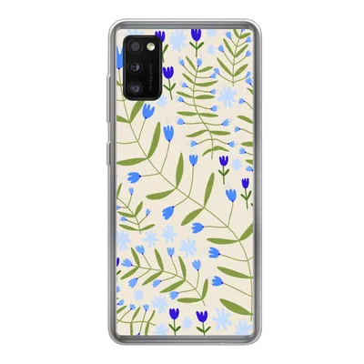 Produktbild von MuchoWow® Handyhülle Schutzhülle Hülle für Samsung Galaxy A41 Blume - Blätter - Blau Silikon Softcase Handy Hülle - Mobiltelefon