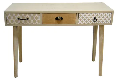 Eingangstisch mit 3 Schubladen, Naturholz, 110x35x79 cm