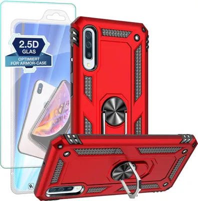 Produktbild von Armor Outdoor Hülle mit 9H Displayglas Displayschutz für Samsung Galaxy A50 – Farbe: Rot