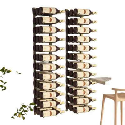 Produktbild von 2er Set Wand-Weinregal 30 x 2 x 116 cm Metall Gold