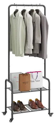 Produktbild von Omgoods – Kleiderstange aus Metall mit 2 Ablagen, 61 x 32 x 176 cm, Schwarz