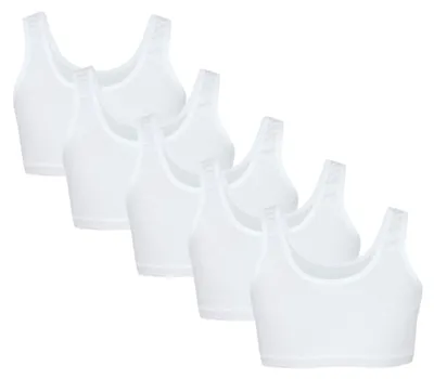 Productafbeelding van TupTam meisjes bustier met brede bandjes, 5-pack, kleur: wit, maat: 146-152