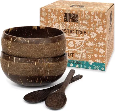 Produktbild von Ökologische Holzschalen-Set, 2 Stück, handgefertigt, für Smoothies