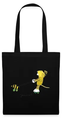 Produktbild von Spreadshirt Janosch Tiger auf Rollschuhen Stoffbeutel, One size, Schwarz