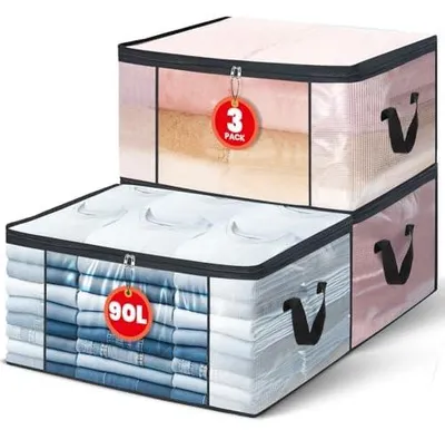 3er-Set Aufbewahrungsboxen 85 l transparent 64×38×36 cm
