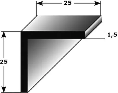 Produktbild von Winkelprofil "Aracena" als Montageprofil / Bauprofil, gleichschenklig, Silber eloxiert, aus Aluminium-1000-25 mm