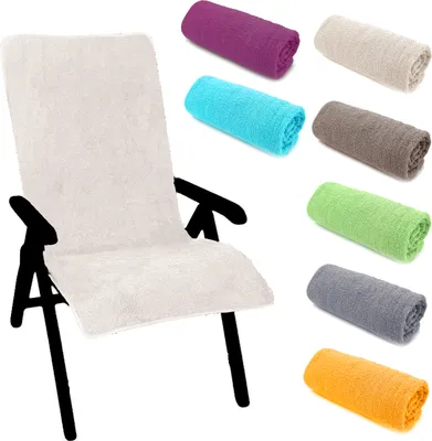 Produktbild von heimtexland ® Hochlehner Stuhlauflage Frottier Gartenstuhl Schonbezug Schwimmbad Sauna Fitnessstudio Hygiene Handtuch Frottee 60 x 130 cm Typ772 Creme