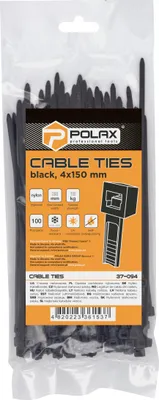 Produktbild von Kabelbinder, Nylon, schwarz, 4 x 150 mm, 100 Stück, Polax