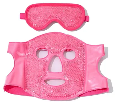 Image de Masque pour les yeux couvrant tout le visage, thérapie par le froid et la chaleur, atténue les cernes, rose-2