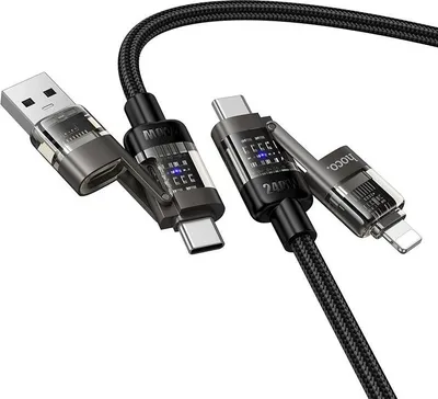 Obrázok produktu pre Kábel 4 v 1 USB A/C na USB C/Lightning Hoco 240 W 1,2 m U151 čierny