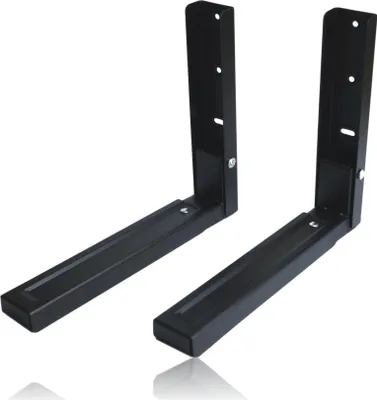 Produktbild von Bayli Mikrowellenhalterung Ausziehbar 30-47cm – Microwelle Tragkraft 40kg – Halter für Mikrowelle - Farbe Schwarz – Mini Backofen Halterung inkl. Montagematerial - Wandbefestigung - Küchengeräte Regal