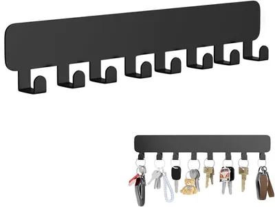 Imagen del producto de Soporte para llaves con 8 ganchos, autoadhesivo, de color , para montaje en pared