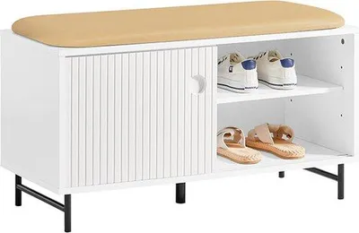 Image de Étagère à chaussures avec banc et espace de rangement en MDF