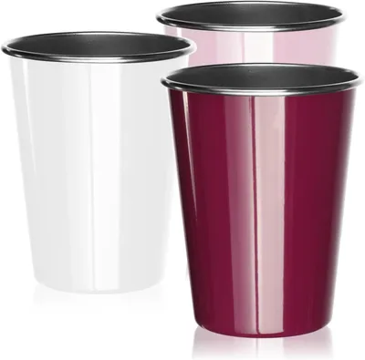 Image de 3 gobelets en acier inoxydable, incassables, sans BPA, d'une capacité de 300 ml, pour enfants et pour une utilisation en extérieur (jardin)