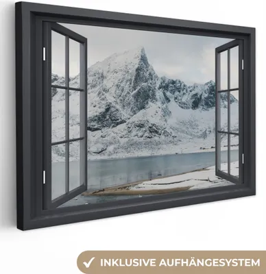 Produktbild von OneMillionCanvasses® - Leinwandbilder - 140x90 cm, Aussicht - Winter - Berg, Wandbilder Kunstdruck Wanddekoration