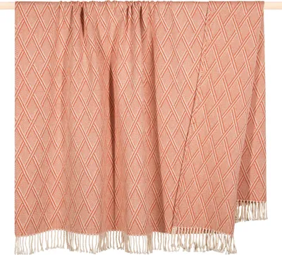 Produktbild von Pad Jacquard Wohndecke TULUM 150 x 200 cm orange mit Fransen Baumwollmischung