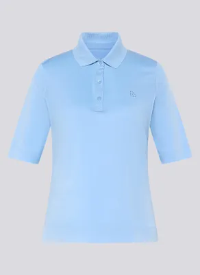 Produktbild von T-Shirt aus Pima Baumwolle Hellblau Größe 46 Uni-Design mit Strassverzierung