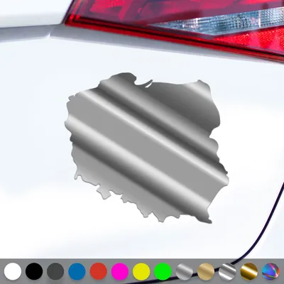 Produktbild von PantherPixel Polen Aufkleber Umriss Karte Kontur Polska Sticker Auto Geschenkidee Farbe Chrom-Silber