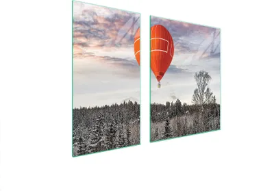 Produktbild von Herdabdeckplatten 2 teilig 90x52 Glaskeramikkochfeld Abdeckung Glas Schneidebrett Landschaft Ballon