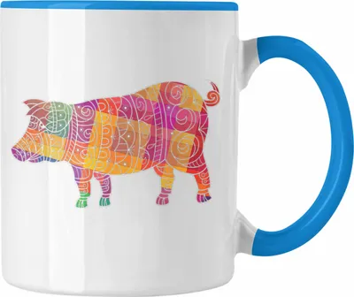 Produktbild von Trendation - Schwein Tasse Geschenk Bauern Schweine Polygon Grafik Ferkel (Blau)