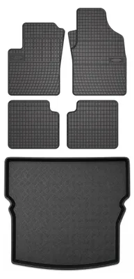 Image de Tapis en caoutchouc + bac de coffre pour Fiat Panda II 2002-2010 (monospace) – 5 pièces, noirs, sur mesure