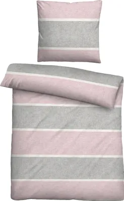 Zdjęcie produktu dla biberna melanżowa pościel flanelowa BLOCKSTREIFEN rose 1x 155x220 cm + 1x 80x80 cm