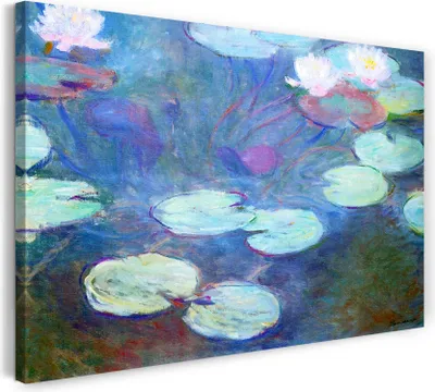 Produktbild von Leinwandbild (80x60cm): Claude Monet - Seerosen pink, echter Holz-Keilrahmen inkl. Aufhänger, handgefertigt in Deutschland