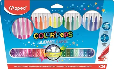 Immagine prodotto di Penne in fibra Maped COLOR'PEPS, confezione da 24 pezzi