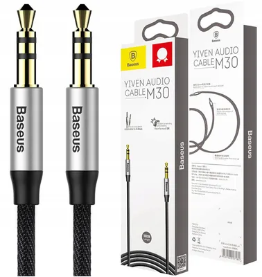 Productafbeelding van Baseus-kabel, 3,5 mm mini-jack audiokabel voor auto, AUX-connector, gevlochten, 1 m