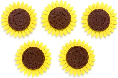 Obrázek produktu pro Plstěná slunečnice 5 kusů, 5 cm žlutá/hnědá