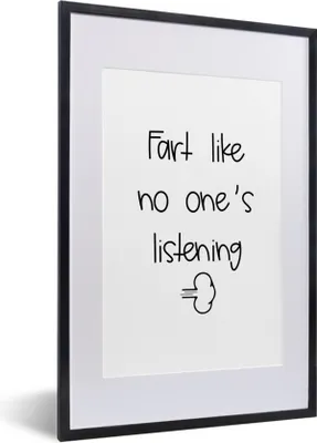 Produktbild von MuchoWow® Gerahmtes Poster Sprichwörter - Zitate - Furz, als ob niemand zuhört - Wolken 40x60 cm - Poster mit Schwarzem Bilderrahmen Wandposter Rahmen Foto Bilder - Poster in Rahmen