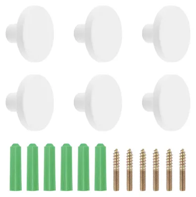Wandhaken-Set 6er Edelstahl, weiß, 3 x 1,9 cm, für Flur, Bad, Küche