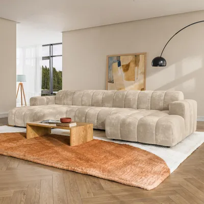 Produktbild von Masseno Ecksofa AENIS U-Form, Wohnzimmersofa, Couch, Soffa, Couchgarnitur- Creme, LUMO 55
