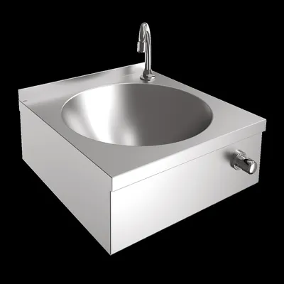 Produktbild von KWC Einzelwaschtisch, ANIMA, Edelstahl, 450x204x451 mm, Kniebetätigung