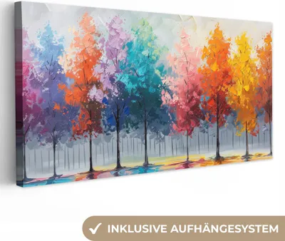 Zdjęcie produktu dla MuchoWow® - Obraz na płótnie - Drzewa - Kolorowe - Natura - Abstrakcja, fototapeta, dekoracja ścienna, obrazy do salonu, 40x20cm