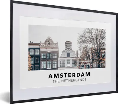 Produktbild von MuchoWow® Gerahmtes Poster Niederlande - Amsterdam - Haus 40x30 cm - Poster mit Schwarzem Bilderrahmen Wandposter Rahmen Foto Bilder - Bilderrahmen - Poster im Rahmen