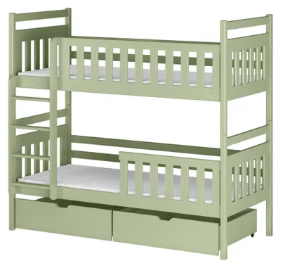Produktbild von Etagenbett, Kinder, Kinderbett, 90x200 cm Bett | Mit 2 Schubladen, senkrechter Leiter & Absturzsicherung | Platzsparendes Hochbett für das Kinderzimmer | 97x208x171 cm (BxTxH) | Olivgrün