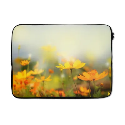 Produktbild von MuchoWow® Laptop Hülle 13 Zoll Blumen - Landschaft - Gelb Laptoptasche - Laptophülle - Sleeve - Rundumschutz