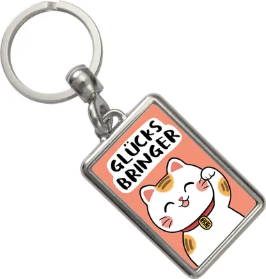 Produktbild von Winkekatze Schlüsselanhänger mit Spruch Glücksbringer