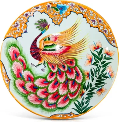 Produktbild von Lagan - Feuervogel X3, Rischtan-Keramik, Ø 42 cm Glasur Teller Handarbeit Oriental Usbekische