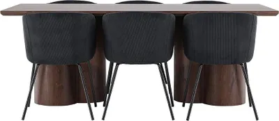 Produktbild von Olivia Essgruppe Tisch 100x210cm und 6 Flöhl Stühle mit Armlehnen mocca.