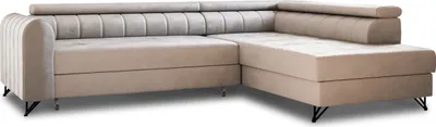 Produktbild von Ecksofa Alice mit Schlaffunktion und Bettkasten, Wohnlandschaft mit einstellbare Kopfstützen, Couch, Sofa, Bettsofa, Schlafsofa (Beige (Paros 02), Ecksofa Rechts)