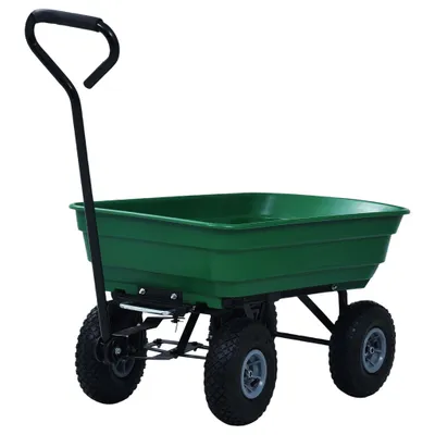 Zdjęcie produktu dla vidaXL Wózek ogrodowy 300 kg 75 L Zielony