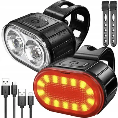 Immagine prodotto di Trizand 24003 Set di luci per bicicletta a LED, USB, IPX4, 2 pz