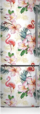 Produktbild von Dekoration Kühlschrank Aufkleber Magnete Küche Kühlschrankmagnete 60x180 cm - Flamingos in den Blumen