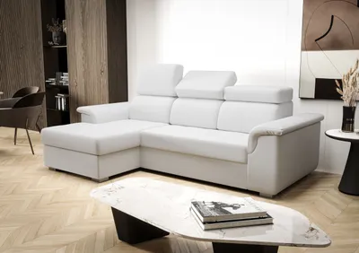 Produktbild von Ecksofa 247×165 cm Weiß Links Kunstleder Kongo RBN06