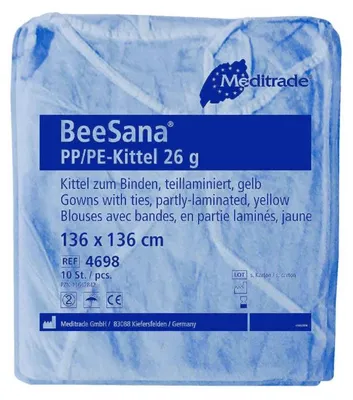 Produktbild von Meditrade BeeSana® PP/PE-Kittel 26g (10-Pack) - Blau | Packung (10 Stück)